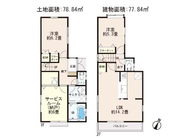 Floor plan. 38,800,000 yen, 3LDK, Land area 78.84 sq m , Building area 77.87 sq m