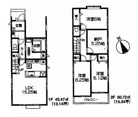 Floor plan. (3 Building), Price 45,800,000 yen, 3LDK+S, Land area 90.73 sq m , Building area 94.19 sq m