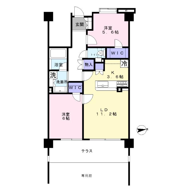 Floor plan. 2LDK, Price 28 million yen, Occupied area 59.27 sq m
