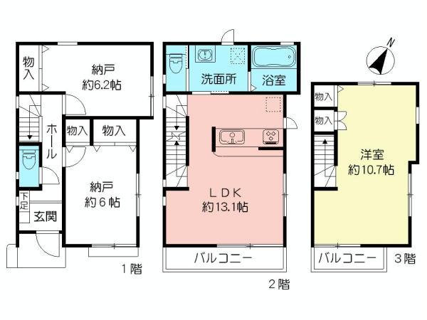 Floor plan. (Building 2), Price 43,800,000 yen, 1LDK+2S, Land area 80.68 sq m , Building area 88.85 sq m