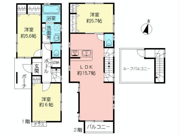 Floor plan. (A Building), Price 45,800,000 yen, 3LDK, Land area 81.94 sq m , Building area 79.98 sq m