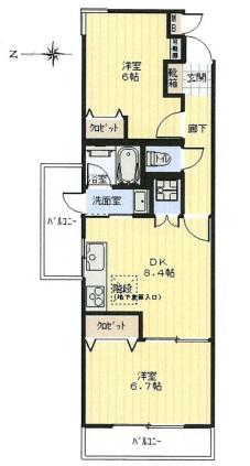 Floor plan. 2DK, Price 23.8 million yen, Occupied area 51.37 sq m , Balcony area 9.97 sq m