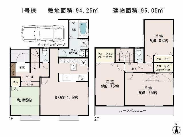 Floor plan. 51,800,000 yen, 4LDK, Land area 94.25 sq m , Building area 96.05 sq m