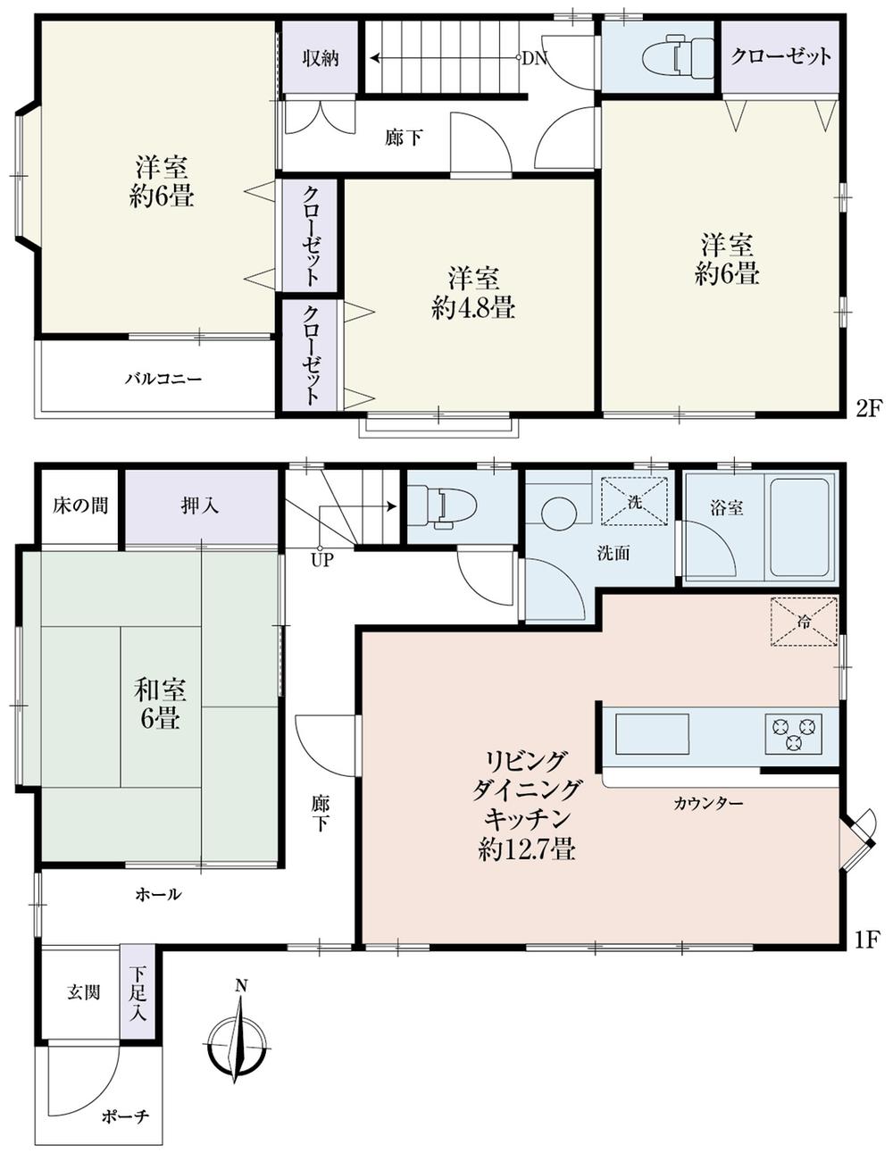 Floor plan. 33,500,000 yen, 4LDK, Land area 92.9 sq m , Building area 89.91 sq m