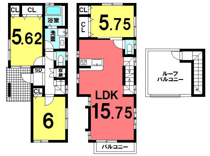 Floor plan. 45,800,000 yen, 3LDK, Land area 81.94 sq m , Building area 79.98 sq m
