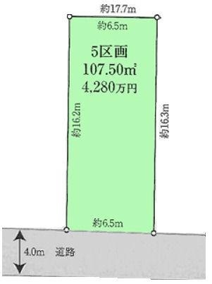 Compartment figure. Land price 42,800,000 yen, Land area 107.5 sq m