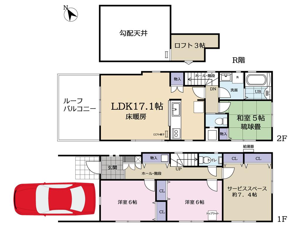 Floor plan. 51,800,000 yen, 2LDK + S (storeroom), Land area 98.83 sq m , Building area 97.19 sq m