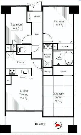 Floor plan. 3DK, Price 32,800,000 yen, Occupied area 57.62 sq m , Balcony area 7.88 sq m