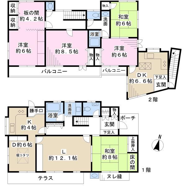 Floor plan. 85,500,000 yen, 6LDK, Land area 255.93 sq m , Building area 132.19 sq m