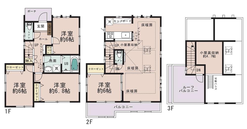 Floor plan. (Building 2), Price 63,800,000 yen, 4LDK, Land area 104.41 sq m , Building area 104.08 sq m