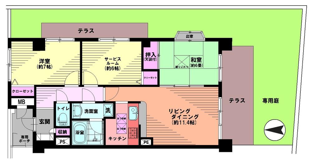 Floor plan. 2LDK + S (storeroom), Price 36,400,000 yen, Occupied area 73.14 sq m , Balcony area 16.35 sq m Floor