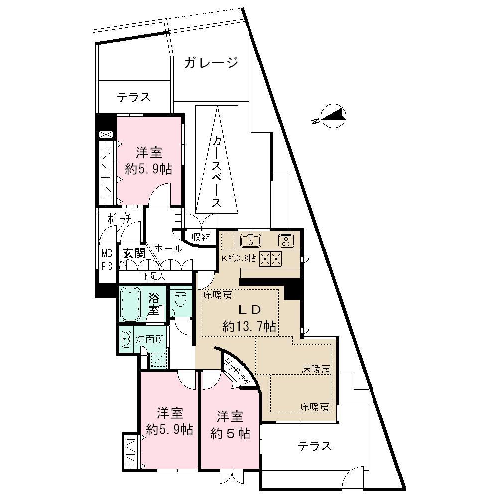 Floor plan. 3LDK, Price 41,800,000 yen, Occupied area 79.28 sq m