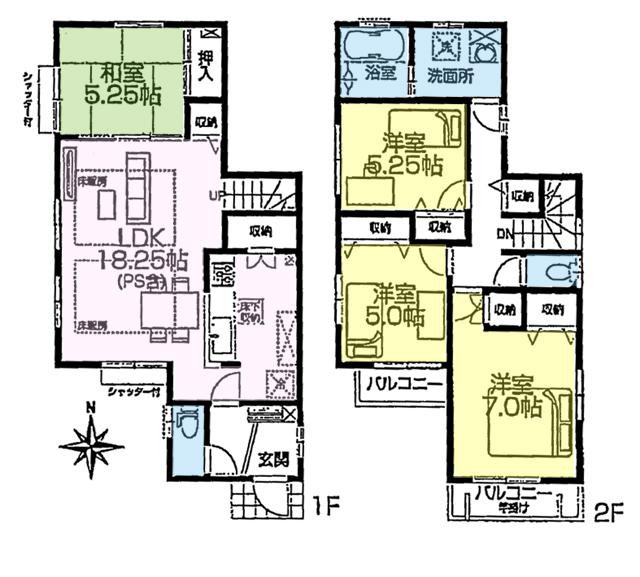 Floor plan. (5 Building), Price 58,900,000 yen, 4LDK, Land area 112.1 sq m , Building area 101.02 sq m