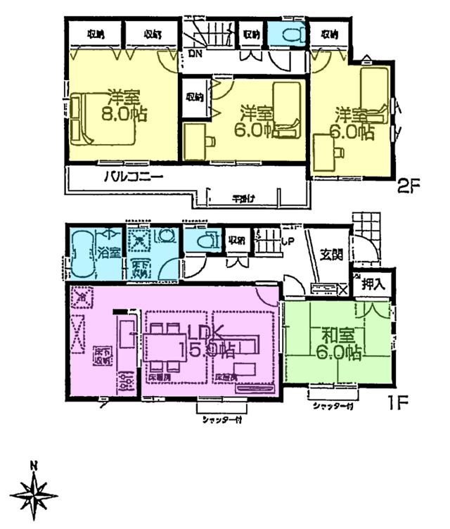 Floor plan. (13 Building), Price 58,900,000 yen, 4LDK, Land area 110.16 sq m , Building area 100.6 sq m