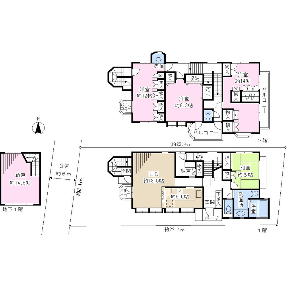 Floor plan. 105 million yen, 4LDK + S (storeroom), Land area 182.87 sq m , Building area 184.36 sq m