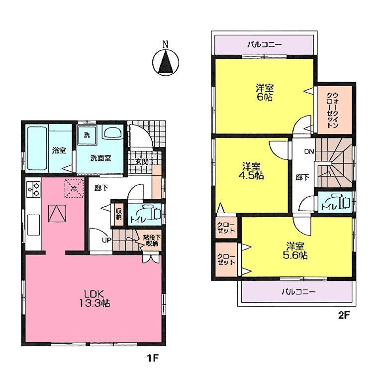 Floor plan. 35,800,000 yen, 3LDK, Land area 79.57 sq m , Building area 74.94 sq m Shakujii Park New construction