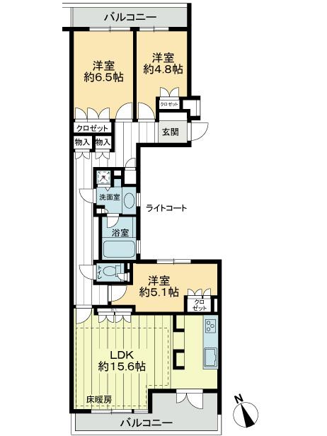 Floor plan. 3LDK, Price 44,900,000 yen, Occupied area 79.19 sq m , Balcony area 12.83 sq m