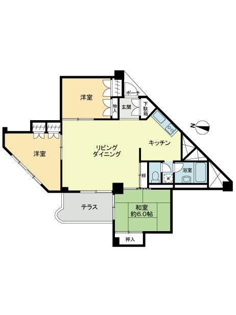 Floor plan. 3LDK, Price 22 million yen, Occupied area 76.13 sq m , Balcony area 6.25 sq m