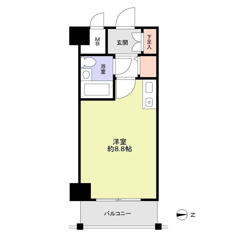 Floor plan. Price 11.5 million yen, Occupied area 21.89 sq m , Balcony area 3.38 sq m