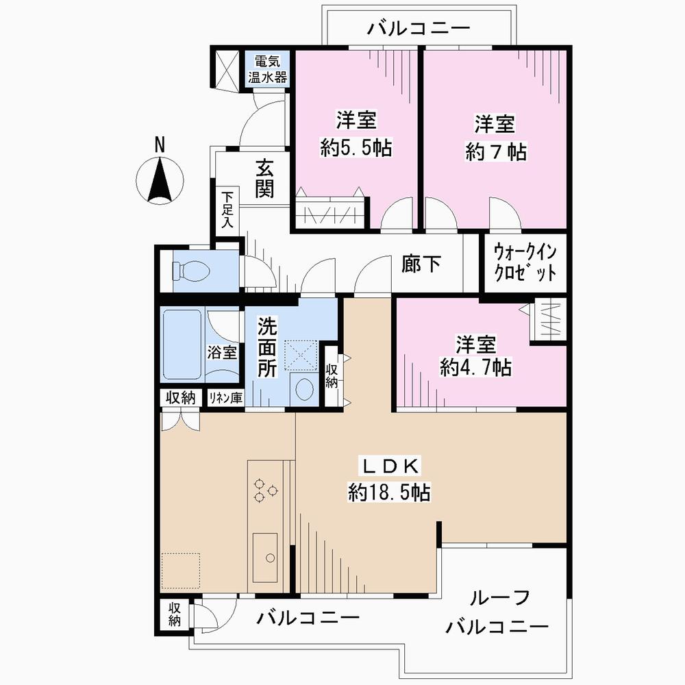 Floor plan. 3LDK, Price 28.8 million yen, Occupied area 85.27 sq m , Balcony area 14.69 sq m
