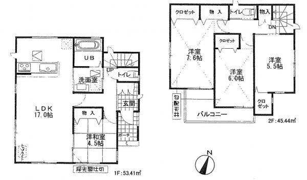 Floor plan. 55,800,000 yen, 4LDK, Land area 120 sq m , Building area 98.85 sq m