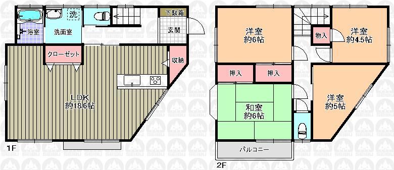 Floor plan. 32,800,000 yen, 4LDK, Land area 100.9 sq m , Building area 96.25 sq m