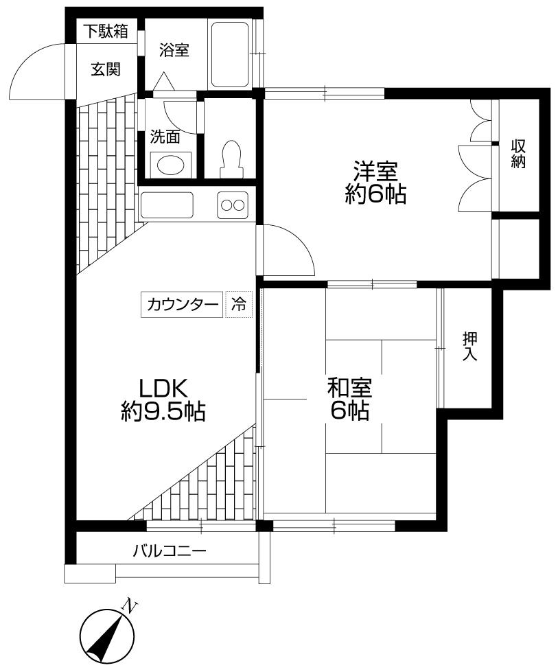 Floor plan. 2LDK, Price 17.8 million yen, Occupied area 50.64 sq m , Balcony area 2.75 sq m