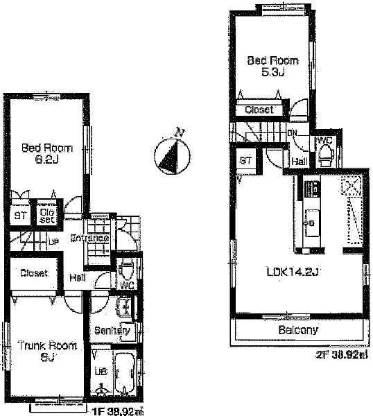 Floor plan. 38,800,000 yen, 3LDK, Land area 78.84 sq m , Building area 78.84 sq m