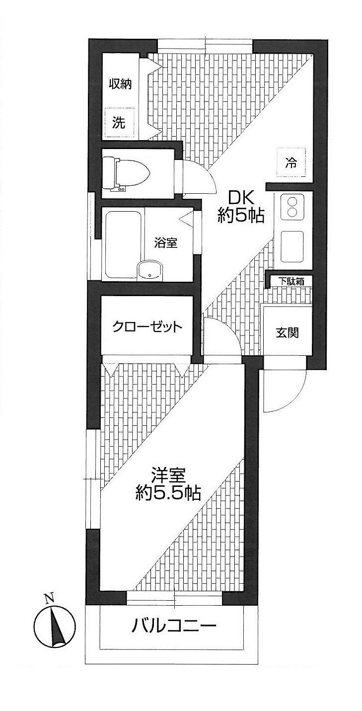 Floor plan. 1DK, Price 9.5 million yen, Occupied area 27.23 sq m , Balcony area 2.4 sq m