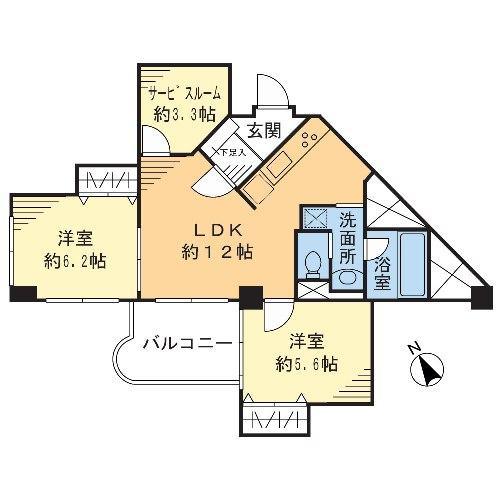 Floor plan. About 3.3 Pledge with the service room
