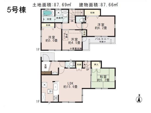 Floor plan. (5), Price 46,800,000 yen, 4LDK, Land area 87.69 sq m , Building area 87.66 sq m