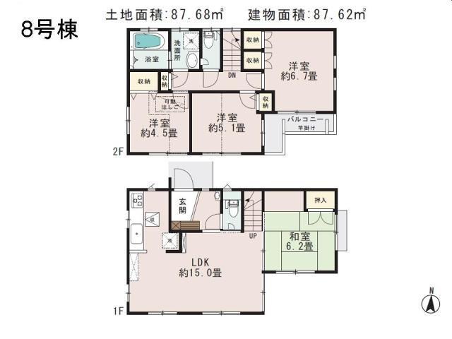 Floor plan. (8), Price 46,800,000 yen, 4LDK, Land area 87.68 sq m , Building area 87.62 sq m