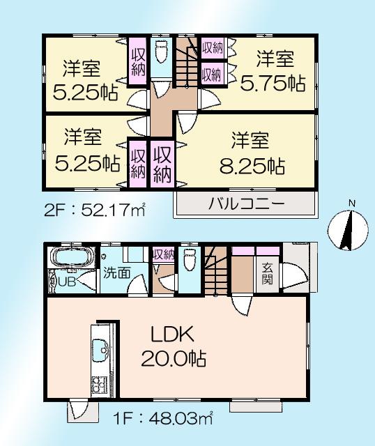 Building plan example (floor plan). Large 4LDK car space two of the reference plan