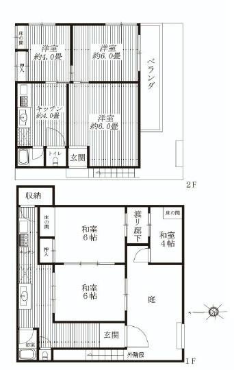 Floor plan. 38 million yen, 6KK, Land area 117.75 sq m , Building area 103.05 sq m