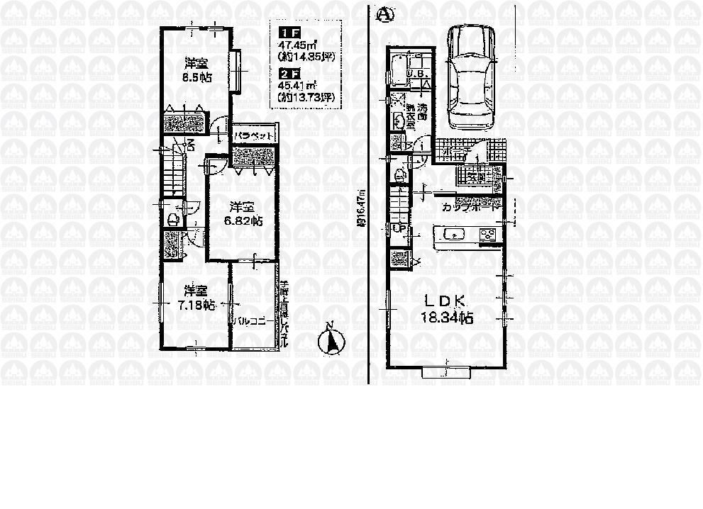 Floor plan. 44,800,000 yen, 3LDK, Land area 87.41 sq m , Building area 93.46 sq m floor plan