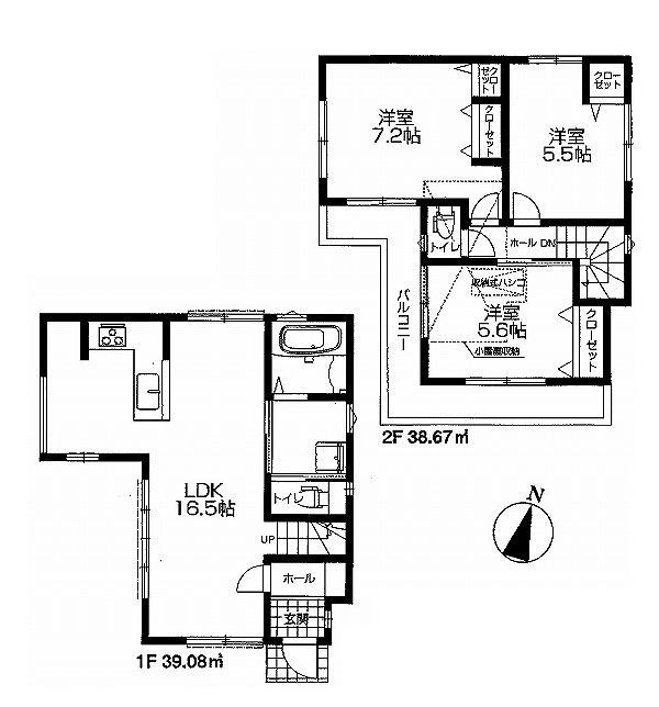Floor plan. 36,800,000 yen, 3LDK, Land area 78.5 sq m , Building area 77.75 sq m floor plan