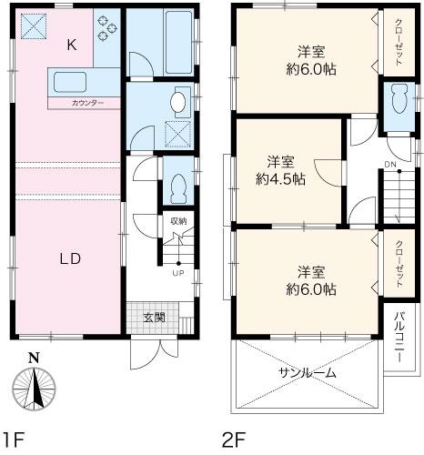 Floor plan. 39,800,000 yen, 3LDK, Land area 89.09 sq m , Building area 73.53 sq m