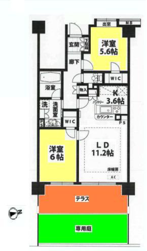 Floor plan. 2LDK, Price 28 million yen, Occupied area 59.27 sq m