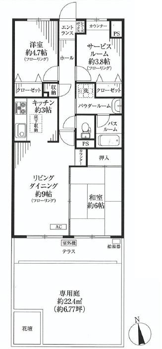 Floor plan. 2LDK + S (storeroom), Price 30,800,000 yen, Occupied area 62.04 sq m
