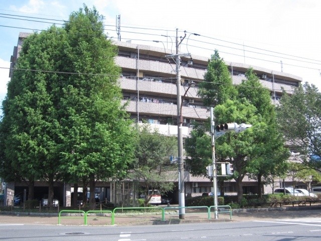 Building appearance. Around the building there is a roadside tree, It is surrounded by green!