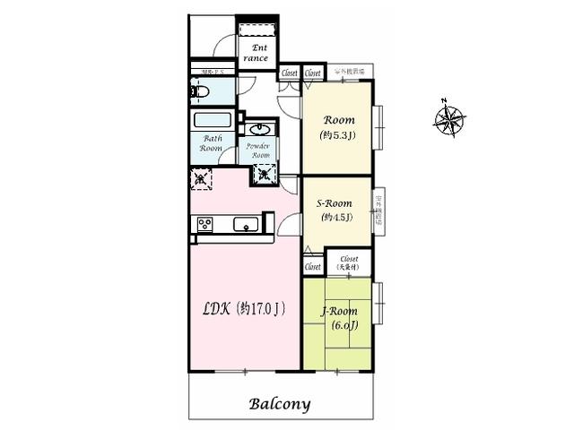 Floor plan. 2LDK+S, Price 34,800,000 yen, Occupied area 72.56 sq m , Balcony area 11.39 sq m Rekushio Nerima Takanodai floor plan