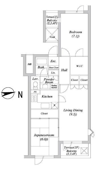 Floor plan. 2LDK, Price 28.5 million yen, Occupied area 61.16 sq m , Balcony area 5.77 sq m