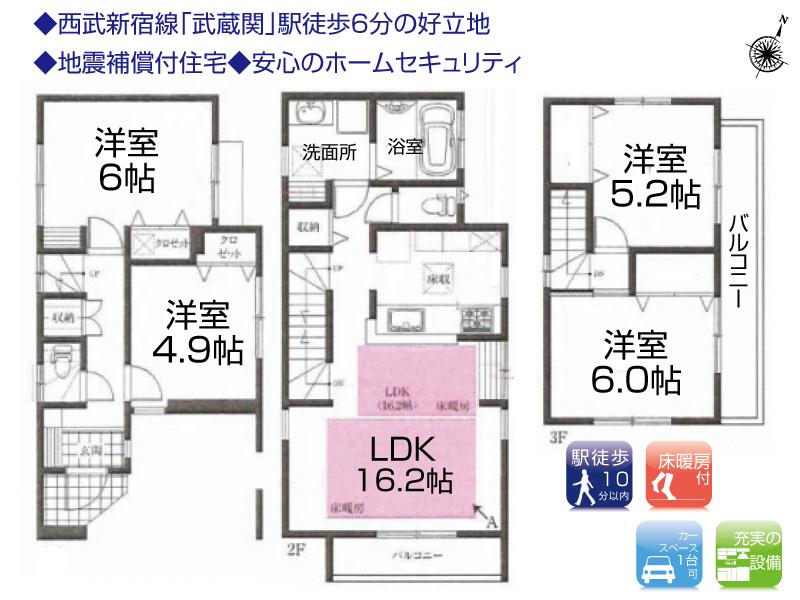 Floor plan. 56,800,000 yen, 4LDK, Land area 75.09 sq m , Building area 92.94 sq m floor plan