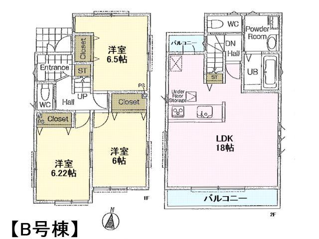 Floor plan. 49,500,000 yen, 3LDK, Land area 85.49 sq m , Building area 82.62 sq m