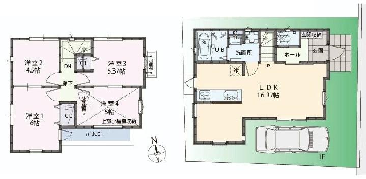 Floor plan. (B Building), Price 46,800,000 yen, 4LDK, Land area 81.81 sq m , Building area 81.56 sq m