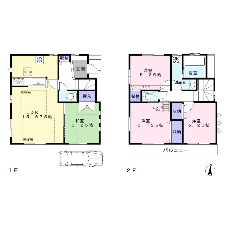 Floor plan. 51,800,000 yen, 4LDK, Land area 89.75 sq m , Building area 89.02 sq m