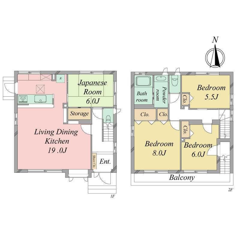 Floor plan. 44,500,000 yen, 4LDK, Land area 149.51 sq m , Building area 109.73 sq m