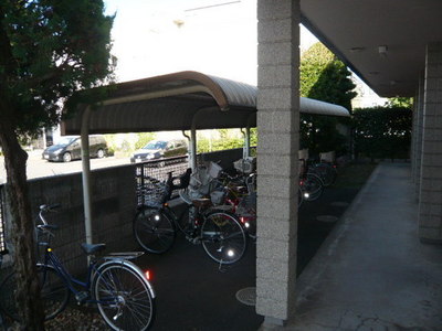 Other common areas. Bicycle parking lot with a roof