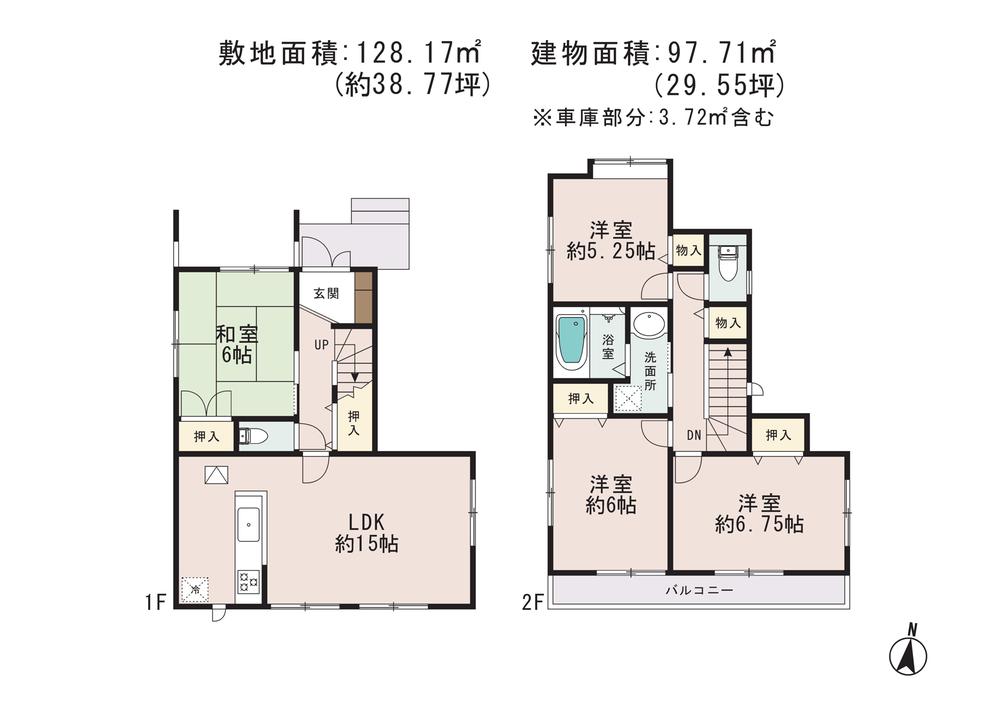 Floor plan. 54,800,000 yen, 4LDK, Land area 128.17 sq m , Building area 97.71 sq m