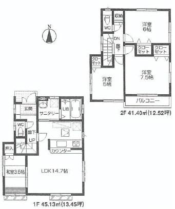 Floor plan. (7 Building), Price 46,800,000 yen, 4LDK, Land area 105.22 sq m , Building area 86.53 sq m